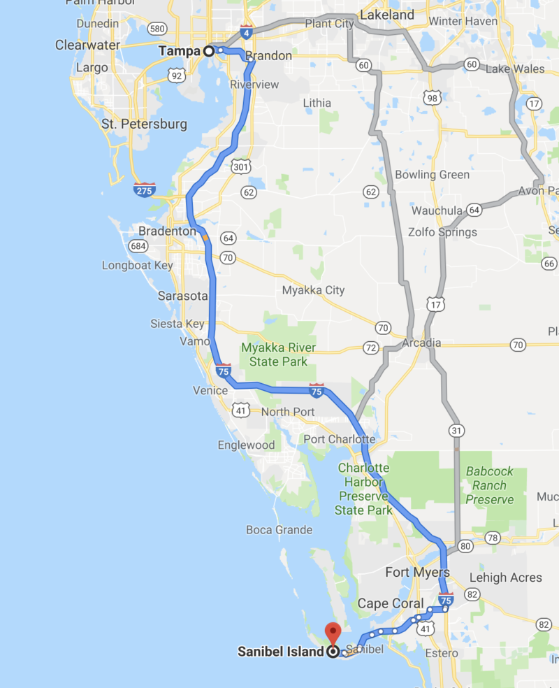 Tampa to Sanibel Island Directions