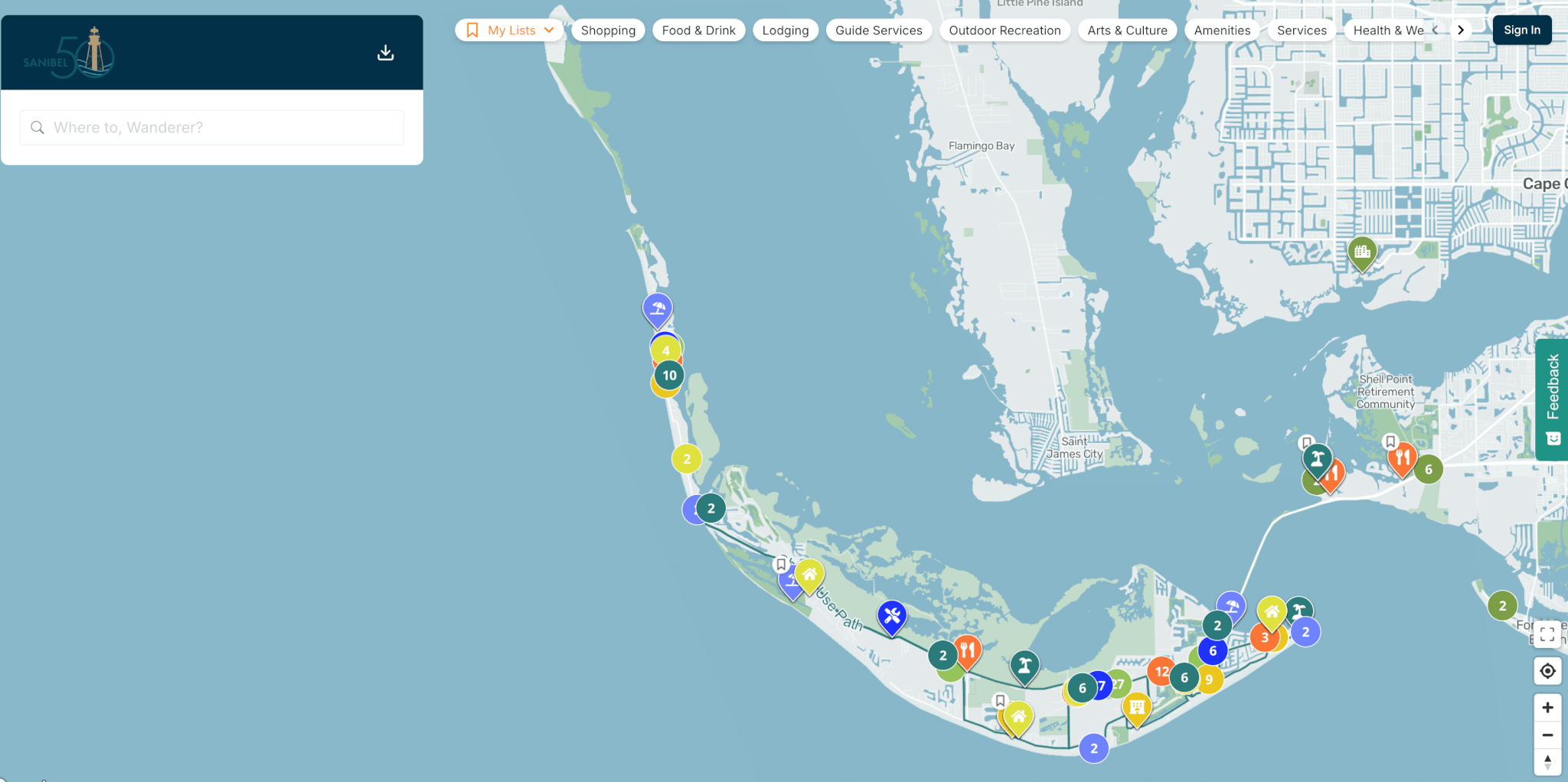 island inn sanibel map
